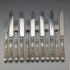 Late Victorian British antique silver plate cutlery, 6 pairs, in wooden box